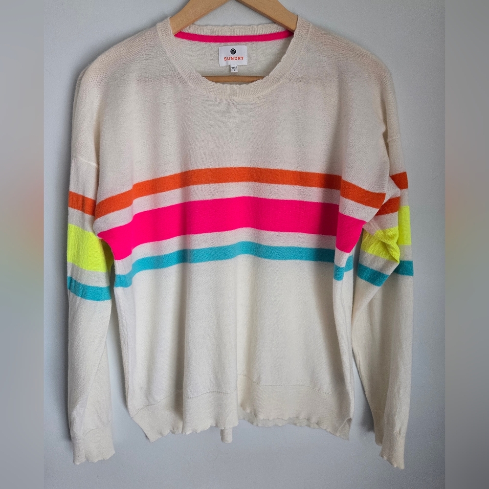 SUNDRY Striped Merino Woll & Cashmere Sweater